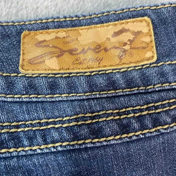 Seven7 Bermuda Denim Shorts Women Sz 10 Blue Dark Wash Double Button Casual EUC - Picture 7 of 7